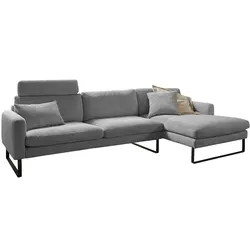 KAWOLA Sofa RICARDA Ecksofa Cord grau Recamiere rechts