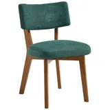 Merax 2er Set Esszimmerstühle Dunkelgrün, gepolsterte Leinen Stühle mit Massivholzbeinen, Mid-Century Küchenstuhl für Esszimmer & Büro