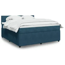 vidaXL Boxspringbett mit Matratze Blau 180x200 cm Samt