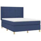 vidaXL Boxspringbett mit Matratze & LED Blau 140x200 cm Stoff