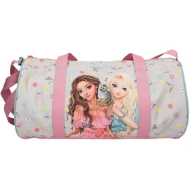 DEPESCHE 13122 TOPModel Juicy - Sporttasche in Hellgrau, mit Model Motiv und buntem Muster, Handtasche mit verstellbarem Gurt