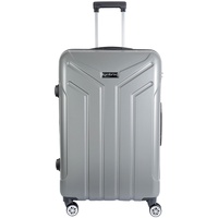 Optimumx Komfort Mittelgroßer Koffer - Zahlenschloss - 70 L Reisekoffer - Hartschalenkoffer Leicht - 4 gummierte Doppelrollen - 68 cm ABS Rollkoffer - Größe L Grau