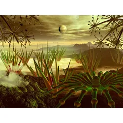 Fototapete PAPERMOON "PLANETEN-FUTURISTISCH WELTRAUM MOND GALAXIE UNIVERSUM", bunt, B:3,50m L:2,60m, Vlies, Tapeten