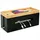 Relaxdays Kabelbox Bambus, HBT 16x34x13,5 cm, für 6fach Steckdose, Kabelversteck m. Deckel & Kabelbindern, Natur/schwarz