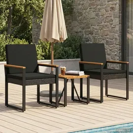 vidaXL Gartenlounge Set 3-tlg. Schwarz