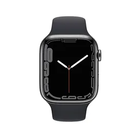 Apple Watch Series 7 GPS + Cellular 45 mm Edelstahlgehäuse graphit, Sportarmband mitternacht