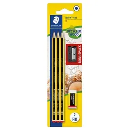 Staedtler Bonus-Pack: 3er-Pack Bleistifte »Noris® 120 HB« mit Radiergummi und Anspitzer schwarz