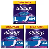 Always Daily Protect Slipeinlagen Damen Long (64 Binden), Gigapack, mit frischem Duft, passend für alle Slipformen, atmungsaktiv, flexibel (Packung mit 3)