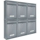 monzana Briefkasten 6er-Set Silber mit je 2 Schlüsseln