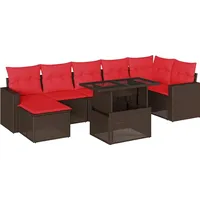 vidaXL 8-teiliges Gartensofa-Set mit Kissen, braun, Polyrattan