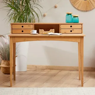 Idimex Schreibtisch Milano mit 4 Schubladen und 1 Fach aus Massivholz, robuste Verarbeitung PC-Tisch mit Stauraum für Büro und Home-Office