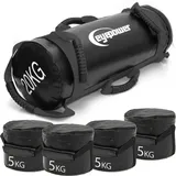 eyepower 20kg Power Bag mit 4 Kettlebell Gewichten - 20x60 Home Training Sandbag 6 Griffe