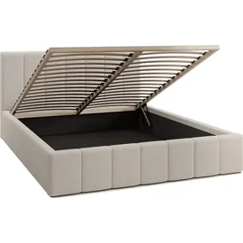 FEDVE Polsterbett Doppelbett Handorf Schlafzimmer Bett 140x200 Creme (Anthology 01) - Creme