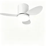 Leiser 63-cm-deckenventilator Mit Fernbedienung, Kleiner Deckenventilator Mit Integrierter Beleuchtung, Designer-deckenventilator Mit Beleuchtung Fürs Schlafzimmer, Reversibler Gleichstrommotor, 6 Ges