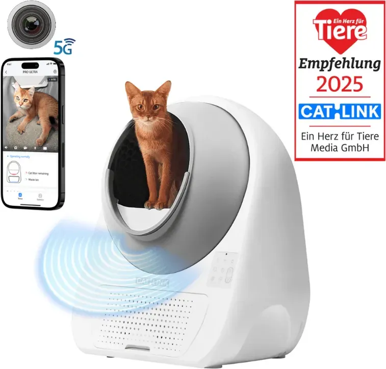 Catlink Pro automatische selbstreinigende Katzentoilette, 65 L extra groß für Haushalte mit mehreren Katzen, intelligente Gesundheitsüberwachung per App, radar- und infrarot-Sicherheitsfunktion, 3-stufige Geruchsreduzierung, 13 L Abfallbehälterkapazität