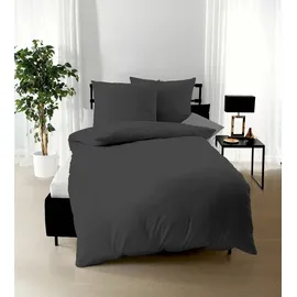 KAEPPEL Uni Mako-Satin anthrazit 155 x 220 cm + 80 x 80 cm