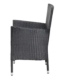 CASARIA Polyrattan Gartenstuhl 4er-Set Schwarz/Creme Stapelbar