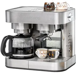ROMMELSBACHER Espressomaschine "Kaffeemaschine EKS 3010", grau (edelstahl), 1,25 l, 10 Tasse(n), Kaffeemaschinen