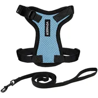 Best Pet Supplies Voyager Step-in Lock Katzengeschirr und reflektierende Katzenleine mit Neoprengriff by Best Pet Supplies - Unterstützt kleine, mittlereund große Katzenrassen, Babyblau / Schwarzer Rand, size XXS