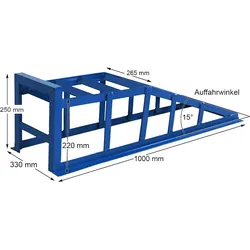 Auffahrrampe Rampe PKW 2 x blau 265er Räder extra breit 2000 kg / Paar *Spezial*