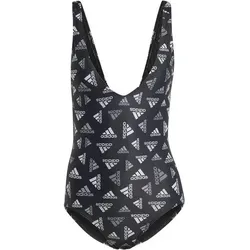 ADIDAS Damen Badeanzug Allover Print Sportswear, BLACK/WHITE, 38