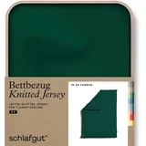 schlafgut Knitted Jersey Bettwäsche 135x200cm Bettdecke Bezug einzeln, Multicolor Uni, weich und faltenfrei mit Elasthan (Green Deep, 155x220)
