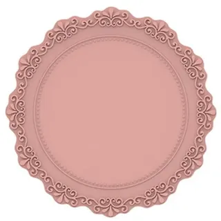 2 Stück Runde Tischsets mit Einem Durchmesser von 16.5 cm,Spitzen-Silikon-Tischset,Abwaschbare Platzsets Teller Untersetzer,Wasserfeste Tischsets Rutschfestes placemat,für Esstisch, Küche,Rosa