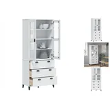 vidaXL Highboard VIKEN Weiß 80x40x190 cm Massivholz Kiefer