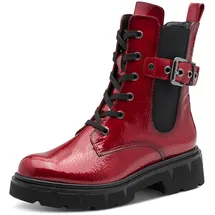 Marco Tozzi Damen Stiefeletten zum Schnüren mit Schnalle Blockabsatz, Rot (Dk.Red Pat.), 40 EU