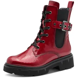 Marco Tozzi Damen Stiefeletten zum Schnüren mit Schnalle Blockabsatz, Rot (Dk.Red Pat.), 40 EU