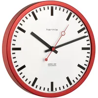HERMLE Bahnhofsuhr 30471-360870 Funk, Rot, Ø 30cm x 5cm