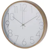 well home mobiliario & decoración Well Home Moderne Wanduhr mit Rand in Holzoptik, weißes Zifferblatt und feine Zeiger, Ø 30,5 cm