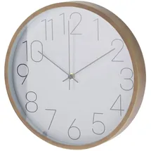 well home mobiliario & decoración Well Home Moderne Wanduhr mit Rand in Holzoptik, weißes Zifferblatt und feine Zeiger, Ø 30,5 cm