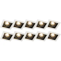 QAZQA - Set mit 10 Einbaustrahlern aus weißem stahl - Carree