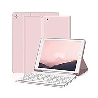 ZOYU Hülle mit Tastatur für iPad 9. Generation 2021/iPad 8. Generation 2020/iPad 7. Generation 2019, iPad 10,2 Hülle mit Tastatur, Bluetooth Tastatur Folio mit Stifthalter, QWERTZ Layout, Rosa