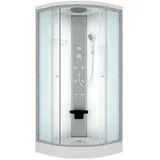 SeniorBad D10-20T0 Komplettdusche mit Schiebetür 100 x 100 cm Weiß Sicherheitsglas D10-20T0