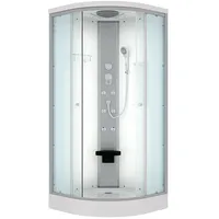 SeniorBad D10-20T0 Komplettdusche mit Schiebetür 100 x 100 cm Weiß Sicherheitsglas D10-20T0