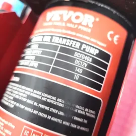 Vevor Dieselpumpe 1/4 PS Heizölpumpe DC 12 V Kraftstoffförderpumpe 8m Förderhöhe 3m Saughöhe Selbstansaugend Automatik-Zapfpistole 4m Auslassschlauch