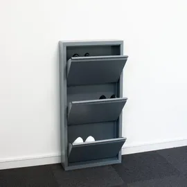 VCM ebuy24 Pisa Schuhschrank mit 3 Klappen/Türen in Metall Grau