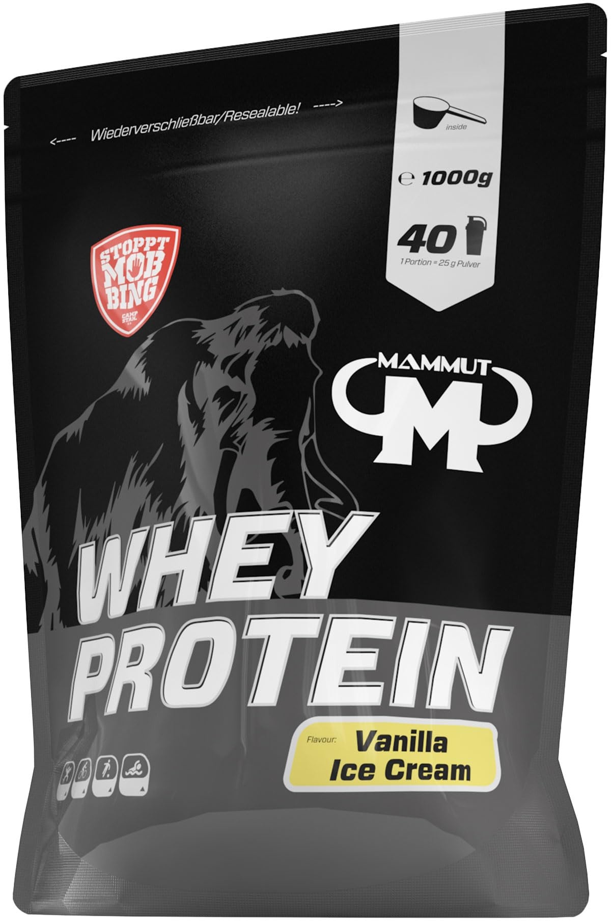 Mammut Nutrition Whey Protein, Vanilla Ice Cream, Molke, Eiweiß, Protein Shake, 1000 g