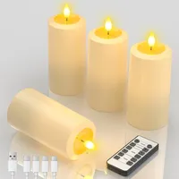 Yme 4er Set LED Kerzen Aufladbar mit Auspust-Funktion & Fernbedienung H13cm