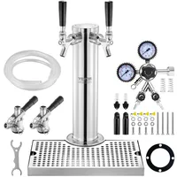 Vevor Kegerator-Turm-Kit, Bier-Umrüstsatz mit 2 Zapfhähnen, Bier-Turmspender aus Edelstahl mit Doppelmessgerät W21.8-Regler und S-System-Fasskupplu