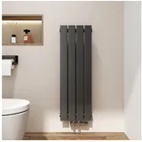 EMKE Heizkörper Flachheizkörper mit Zentralanschluss, Schwarz 90x30cm 403W Einlagig, Heizkörper Schwarz