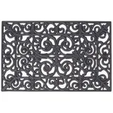 Homescapes Gummi-Fußmatte Ornament schwarz 75x45cm, Gummimatte Gussoptik, Vintage Schmutzfangmatte