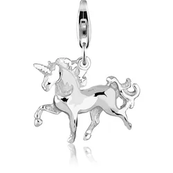 Charm-Einhänger NENALINA "Einhorn Anhänger Pferd Elfe Fabelwesen 925 Silber", silber, Charms, Damen, ohne Stein, Silber 925 (Sterlingsilber)