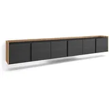 SKRAUT HOME Lowboard 309x50 cm Schwarz/Eiche Holzwerkstoff