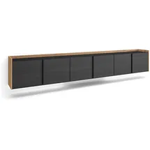 SKRAUT HOME Lowboard 309x50 cm Schwarz/Eiche Holzwerkstoff