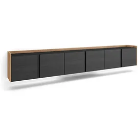 SKRAUT HOME Lowboard 309x50 cm Schwarz/Eiche Holzwerkstoff
