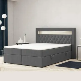 m-punkt Boxspringbett Paris 180 x 200 cm H3 Grau