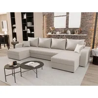 BEDANTE WOHNLANDSCHAFT HEWLET U BIS Cosmic 10 Beige mit Schlaffunktion U-Form Sofa mit Stauraum Bettkasten Wohnzimmersofa Couch Sofa Bettsofa Bettk... - Beige